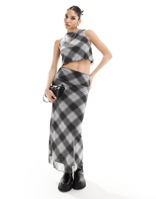 Plaid midi skirt set hotsell