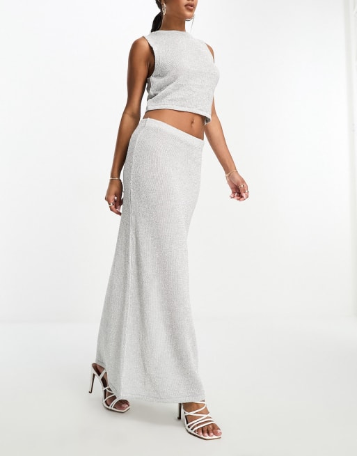 Metallic maxi knit outlet skirt