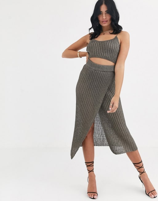 ASOS DESIGN metallic two-piece in Silver | ASOS