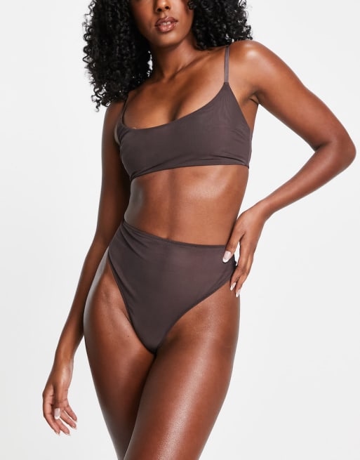 ASOS DESIGN - Mila - Udglattende sæt i brun mesh