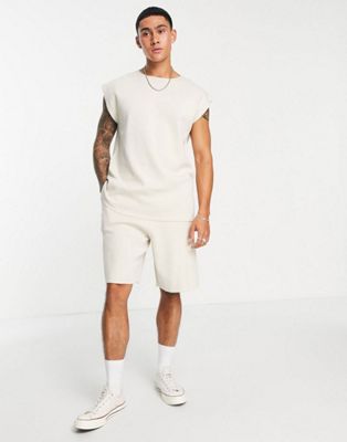 ASOS DESIGN milano knitted co-ord in off white