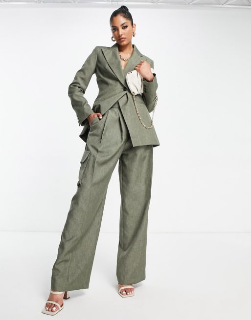 ASOS DESIGN - Mix and Match - Abito asimmetrico kaki