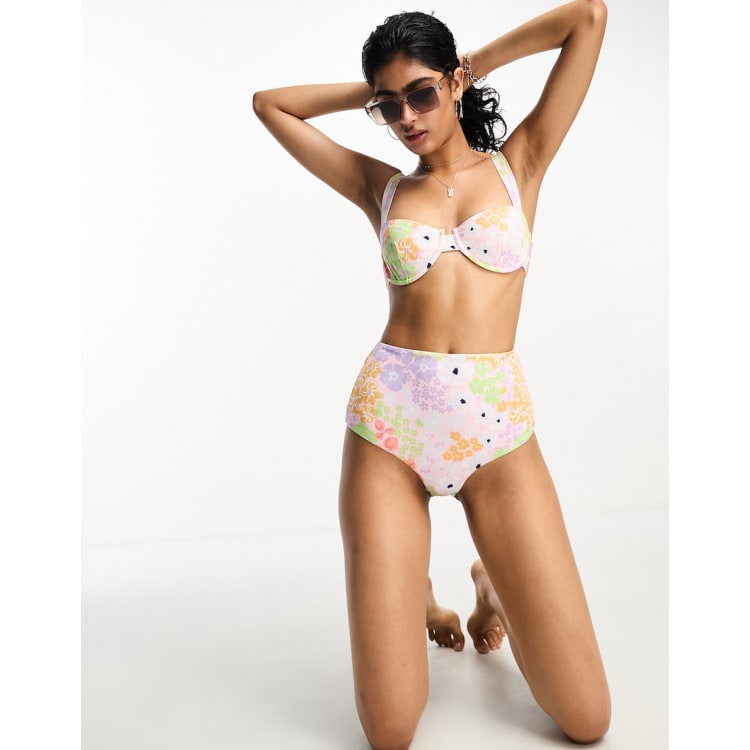 ASOS DESIGN Mix and Match Bikini mit Blumchenmuster in Pastellfarben ASOS