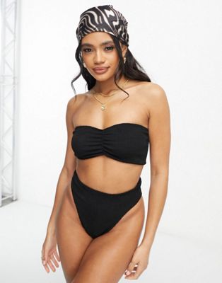 ASOS DESIGN mix and match crinkle bikini in black | ASOS