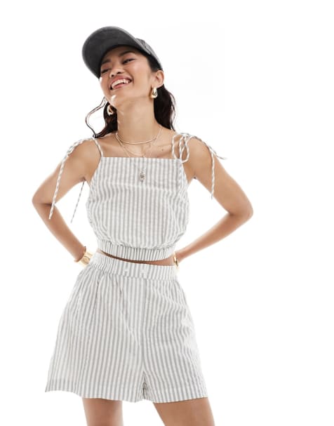 ASOS DESIGN Mix and Match in Grey Stripe Co-ord - view 1