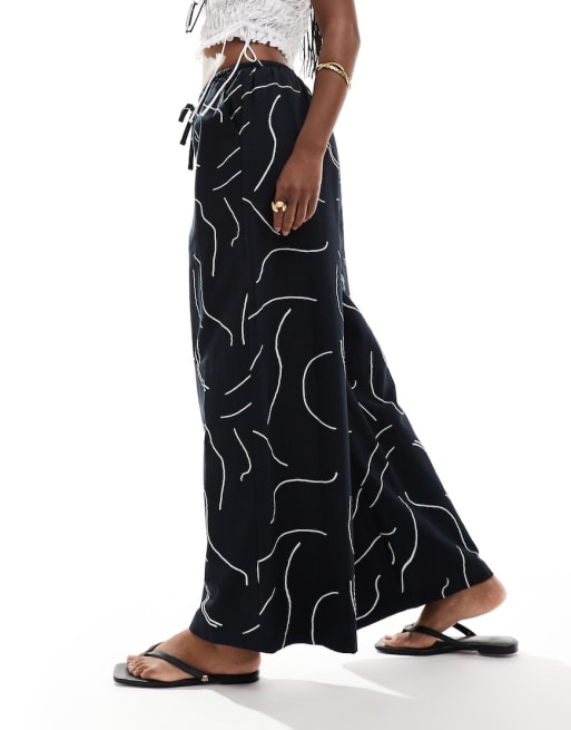 ASOS DESIGN Mix and Match Linen in Mono Print Co-ord