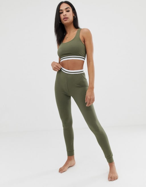 ASOS DESIGN – Mix-and-Match – Sportliches Set in Khaki