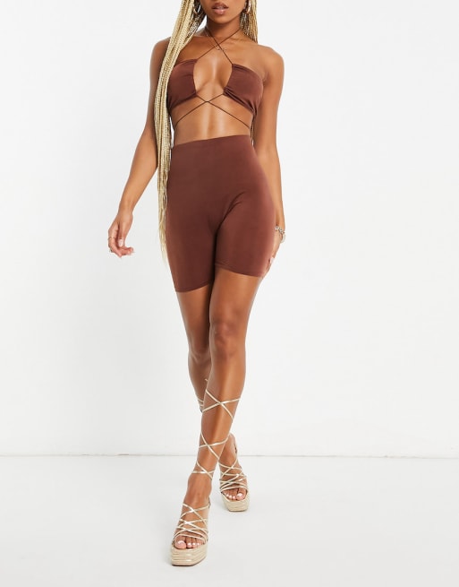 ASOS DESIGN – Mix and Match – Strand-Set in Braun