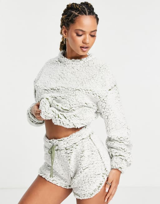 ASOS DESIGN - Mix en match - Loungeset van gebleekt borg in groen
