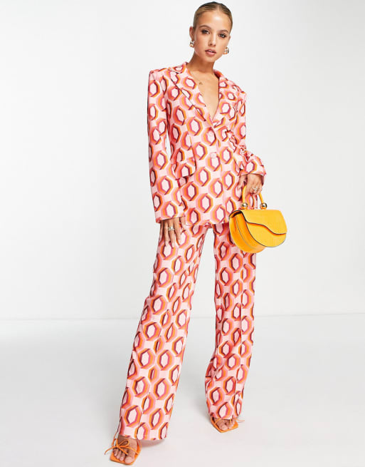 ASOS DESIGN - Mix & Match - Abito in jersey rosa con stampa geometrica