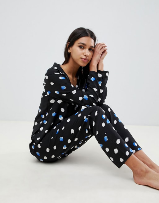 ASOS DESIGN mix & match brush stroke pyjama set in 100% woven modal