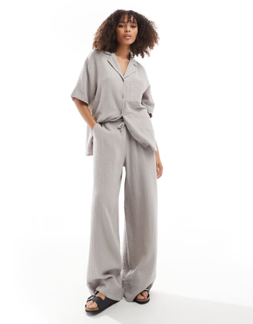  ASOS DESIGN Mix & Match cheesecloth co-ord in grey