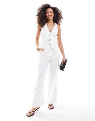 ASOS DESIGN Mix & Match co ord with linen in white  Sale