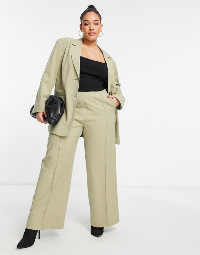 ASOS Curve - ASOS DESIGN Mix & Match commuter suit in sage