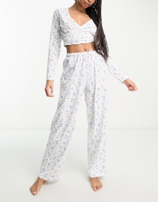 ASOS DESIGN mix & match ditsy pyjamas in white | ASOS