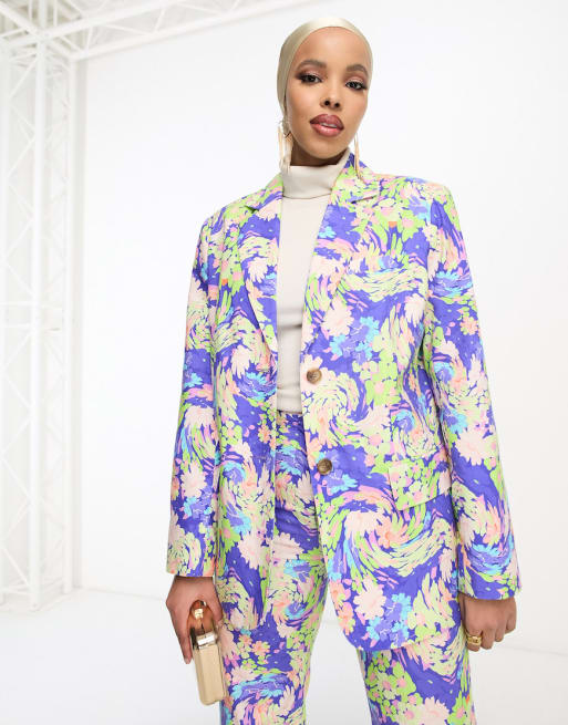 ASOS DESIGN mix & match floral suit in blue