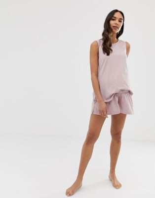 ASOS DESIGN - Mix & match gemêleerde zwangerschapspyjama met hemdje en short