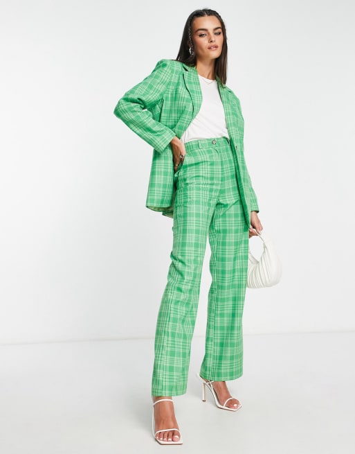 ASOS DESIGN mix & match grandad suit in green check