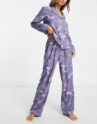 ASOS DESIGN mix & match modal astrology pajama set in blue | ASOS