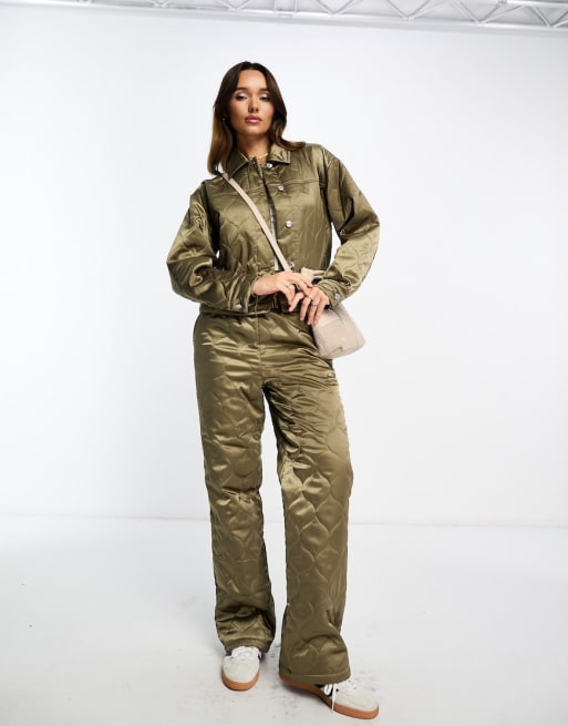 ASOS DESIGN Mix & Match quilted set in khaki