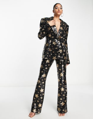 ASOS DESIGN Mix & Match star sequin suit in black | ASOS