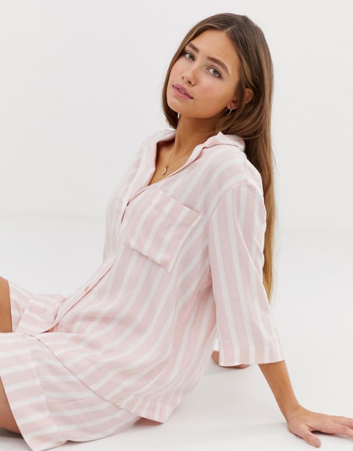 ASOS DESIGN mix & match stripe pyjama shirt & shorts