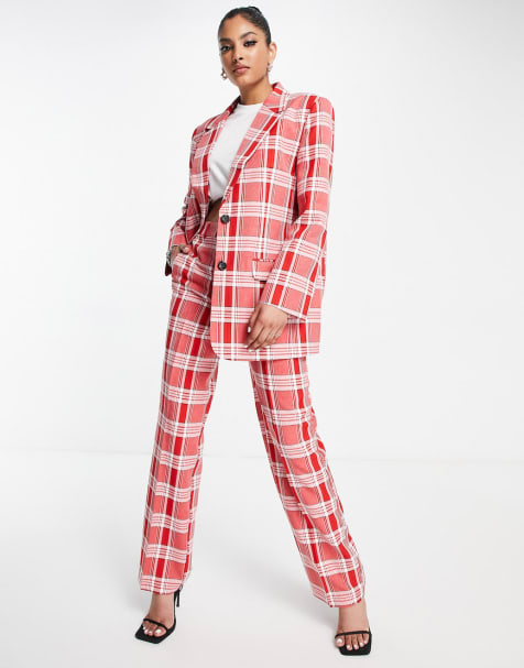 ASOS DESIGN Mix & Match suit in red check - view 1