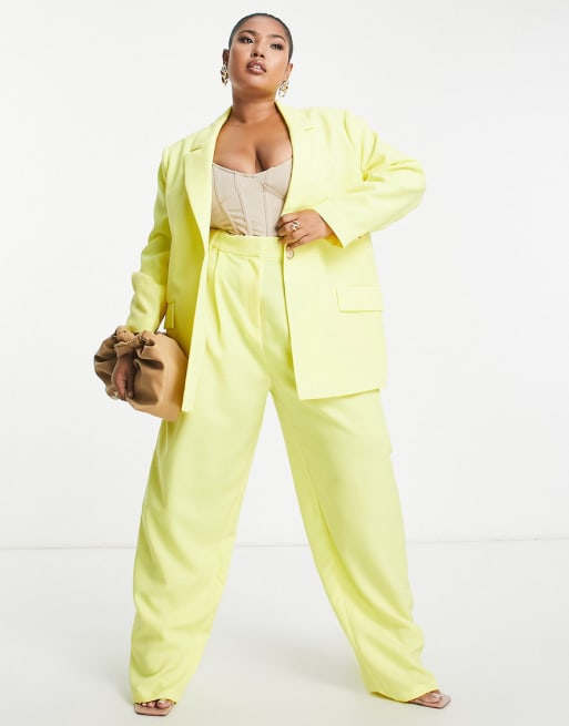 Yellow plus sale size pant suits