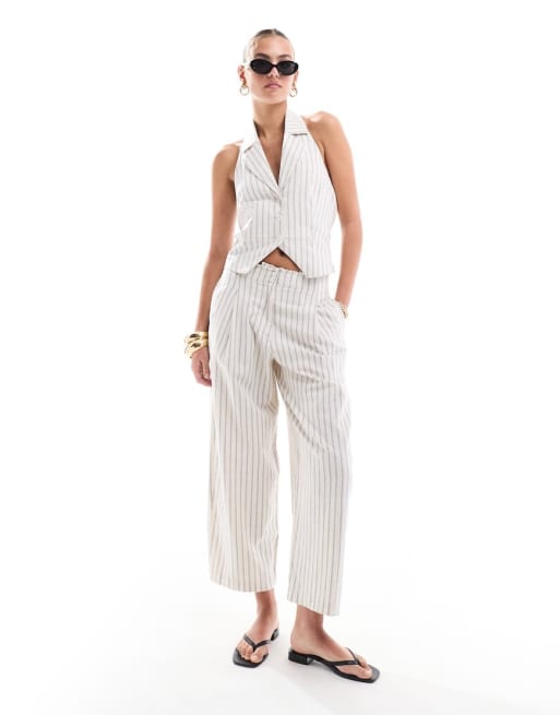  ASOS DESIGN Mix & Match tailored co-ord with linen in stripes