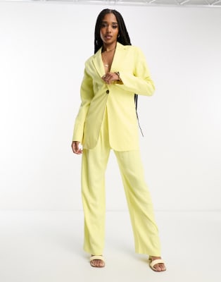 ASOS DESIGN Mix & Match Tall suit with linen in lemon |