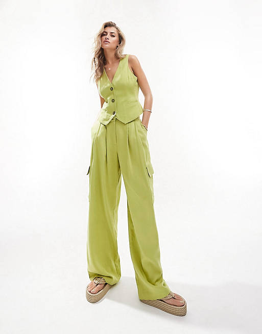 asos.com | ASOS DESIGN – Mixa & matcha – Palmgrön kostym