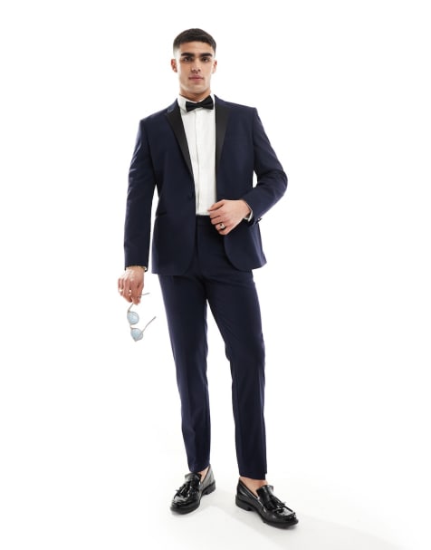 ASOS DESIGN navy slim tuxedo suit - view 1