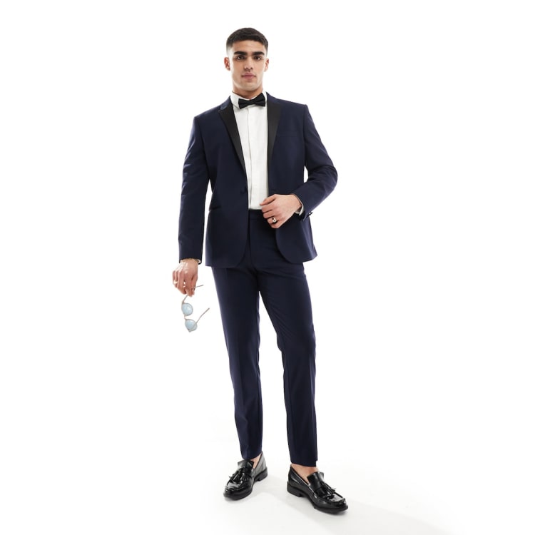 Asos navy tuxedo clearance