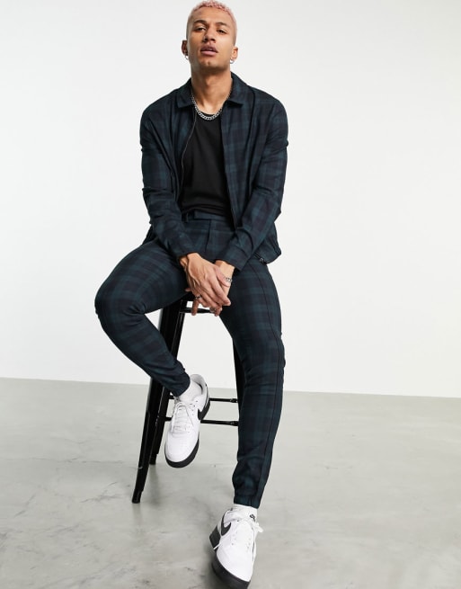 ASOS DESIGN - Nette combi-set met Schotse ruit in groen