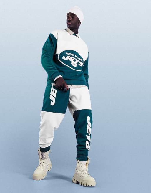 ASOS DESIGN - NFL Jets - Coordinato oversize in pile multicolore