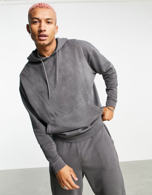 ASOS DESIGN organic tracksuit with oversized hoodie & oversized sweatpants  in black