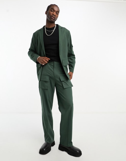 ASOS DESIGN oversized cargo suit in green