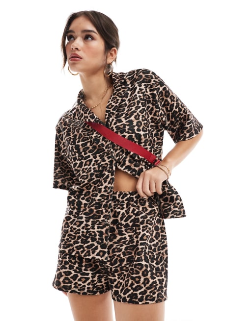 ASOS DESIGN oversized co-ord in leopard print