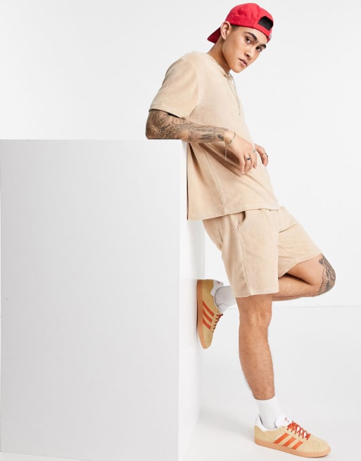 ASOS DESIGN - Oversized combi-set van badstof in beige