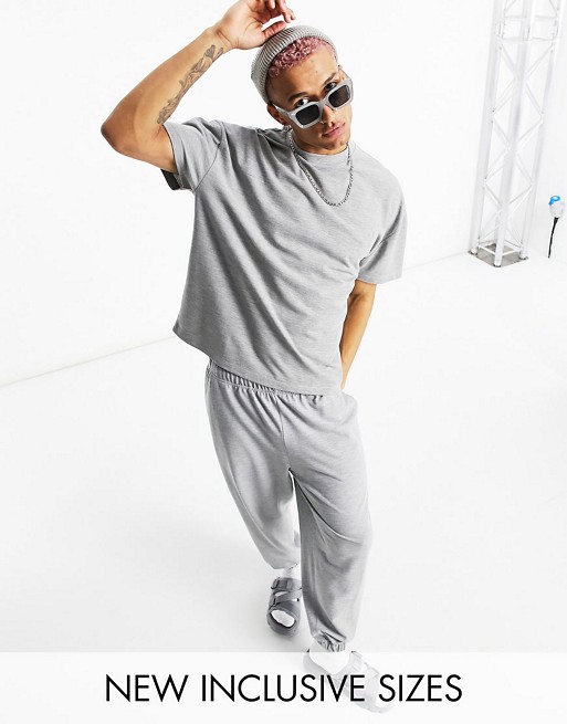 ASOS DESIGN co-ord oversized t-shirt in pique in grey marl