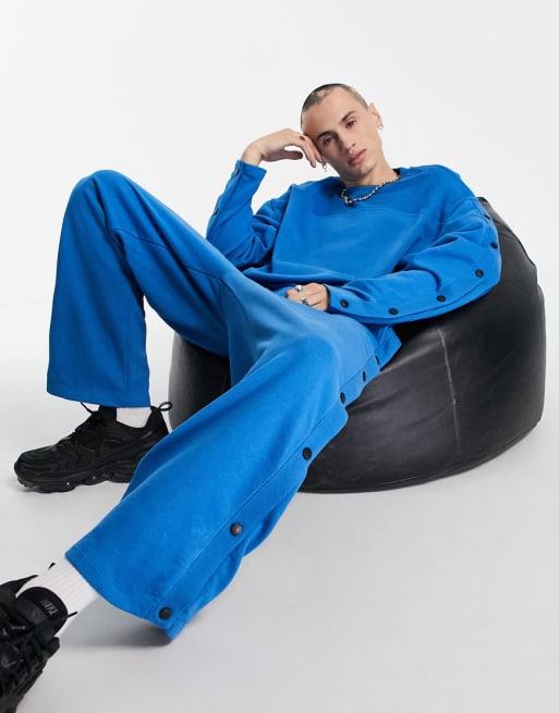 ASOS DESIGN oversized set with press studs in blue