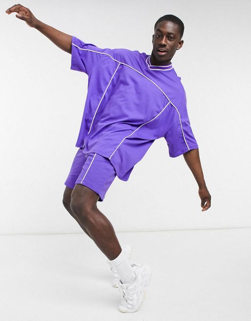 ASOS DESIGN oversized shorts co-ord set in purple | ASOS