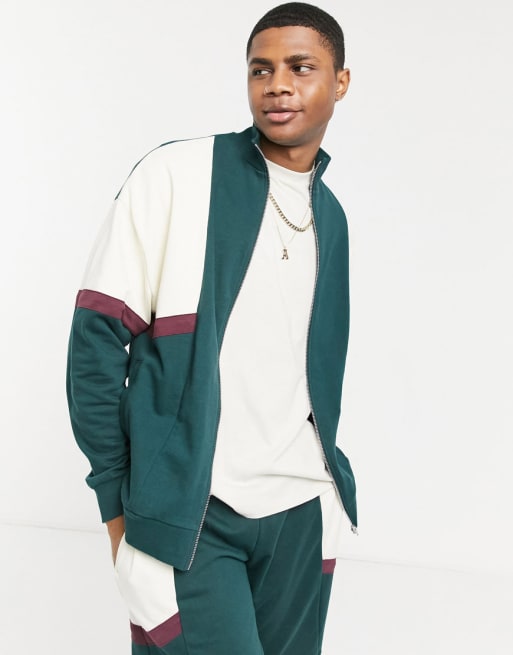 ASOS DESIGN oversized shorts tracksuit in color block | ASOS