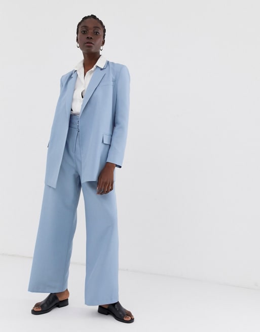 ASOS DESIGN oversized suit blazer and wide leg pants in powder blue