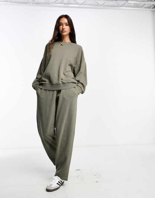 ASOS DESIGN tracksuit with oversized hoodie and oversized sweatpants in  khaki