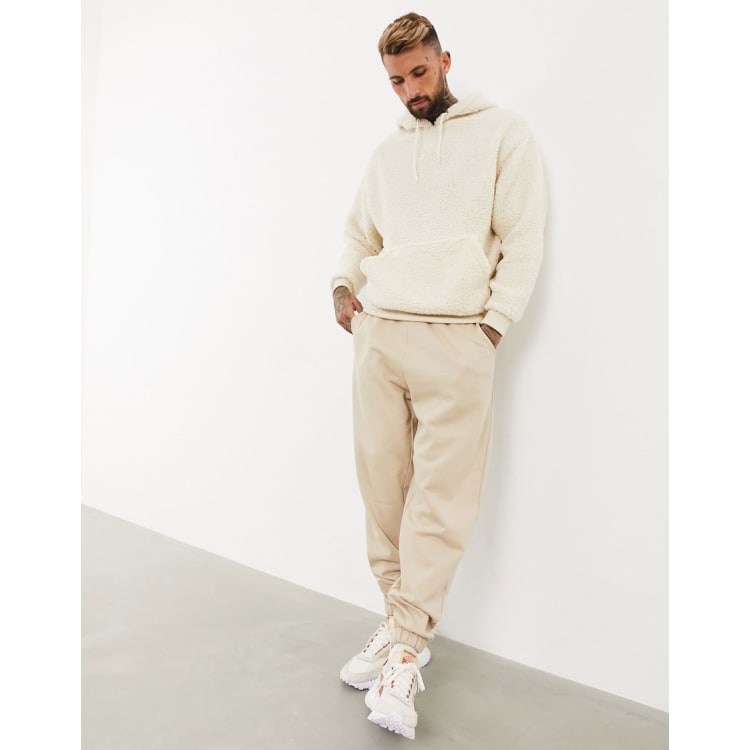 ASOS DESIGN oversized tracksuit in off-white teddy | ASOS