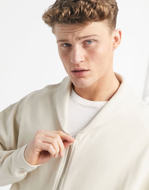 ASOS DESIGN oversized tracksuit with jersey jacket in beige