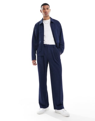 FhyzicsShops DESIGN oversized trucker co ord in navy texture