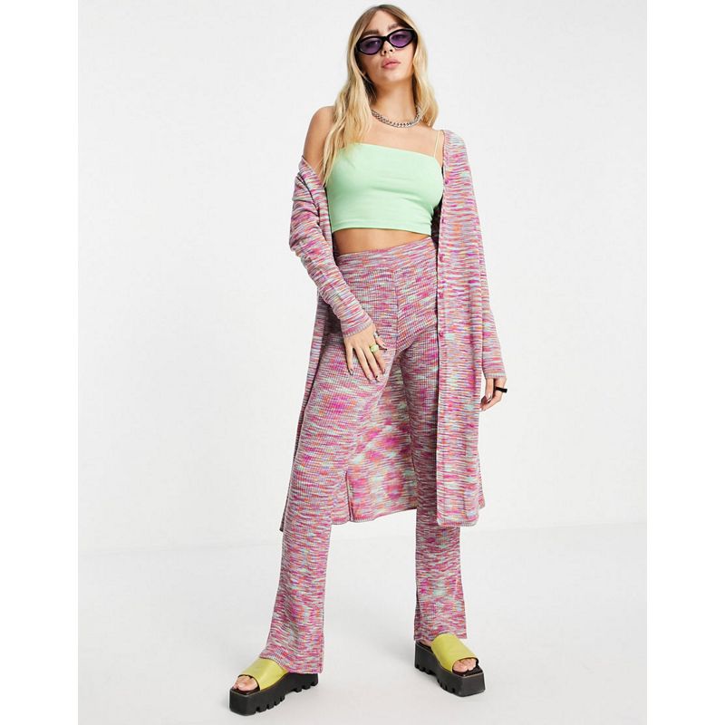 Donna Qp2FJ DESIGN - Pantaloni in maglia a zampa color mélange in coordinato