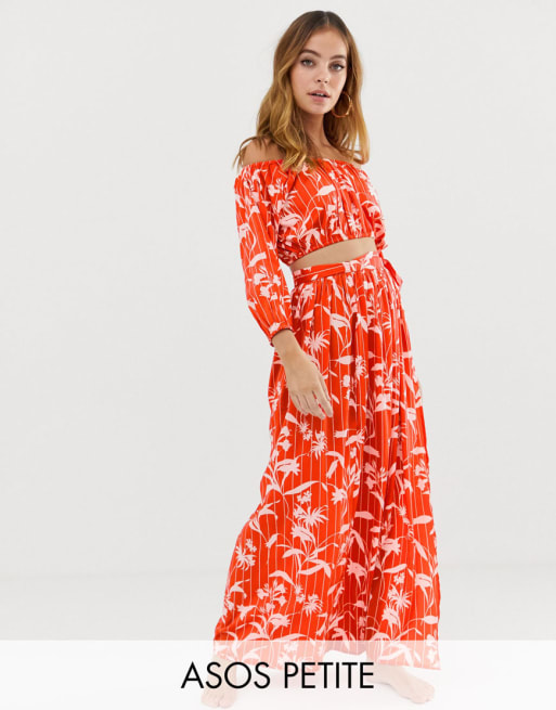 ASOS DESIGN Petite - Ensemble en mousseline à fleurs et rayures style flamenco